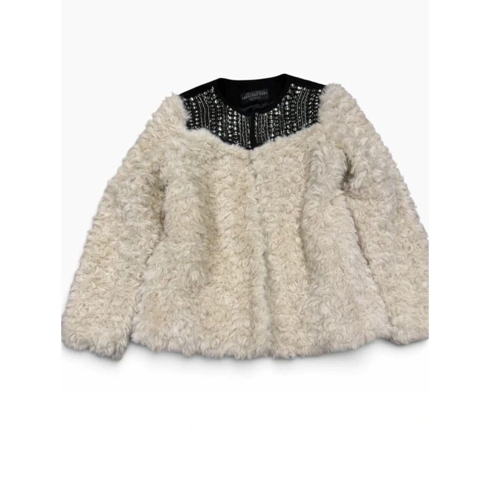 Donna Salyers Fabulous Fur Coats Faux Fur Coat Jacket Embellished Medium 90s Y2K
